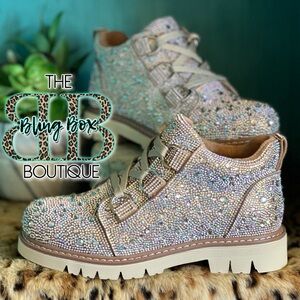 The Bling Box Boutique Women's Sparkling Ankle Boots - Silver